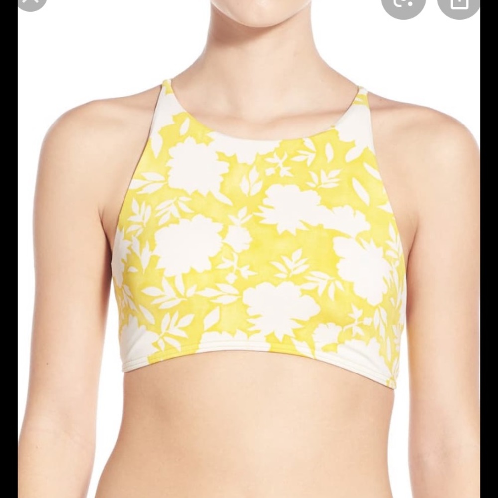 Billabong yellow floral bikini halter top